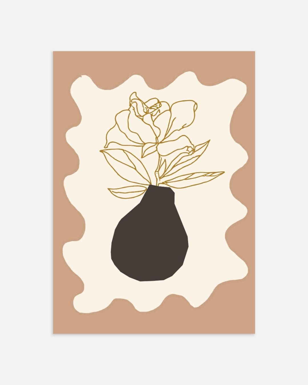 Vaas met Bloemen Illustratie Poster – portret wanddecoratie van WallArtistic
