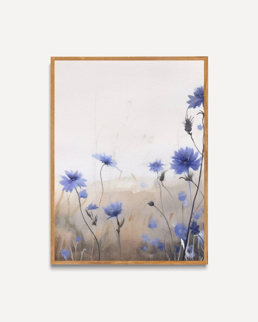 Blauwe veldbloemen Poster – portret poster als wanddecoratie