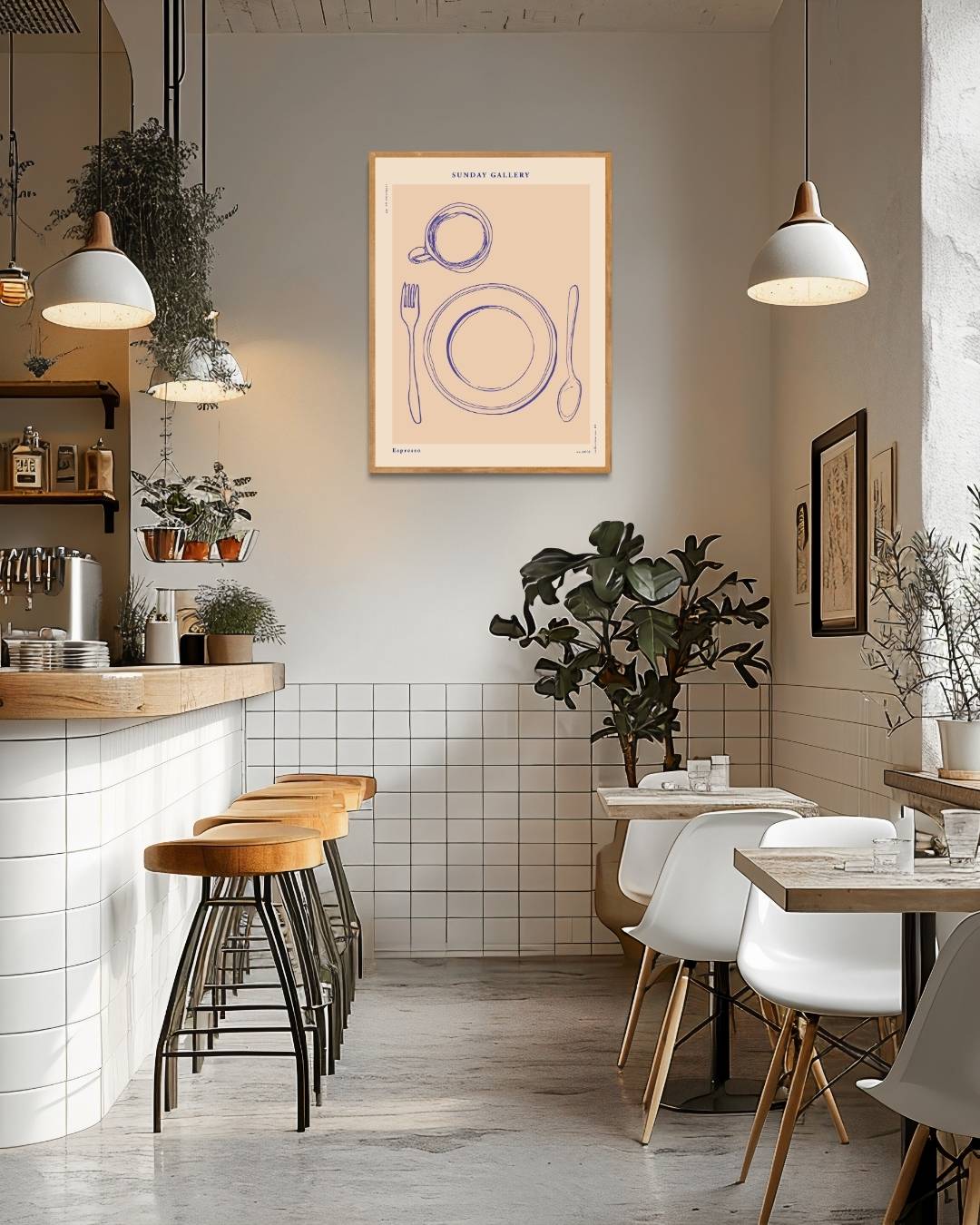 Lunch en diner Poster Kunstwerk – staande poster voor modern interieur