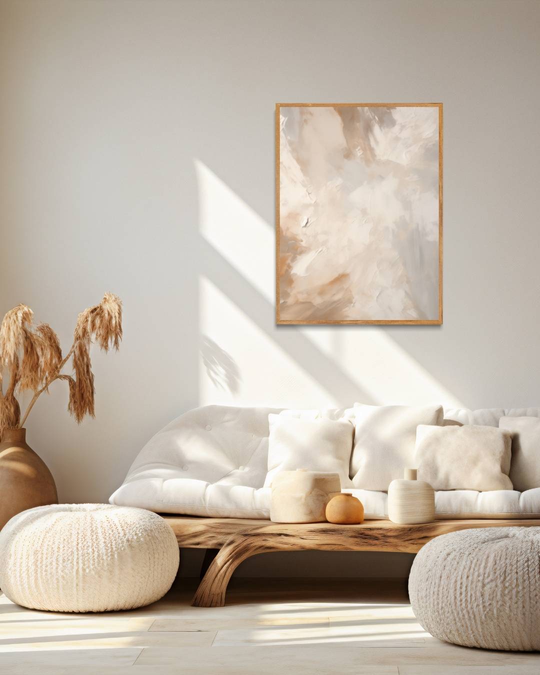 Neutrale tinten abstractie Poster – staande poster voor modern interieur