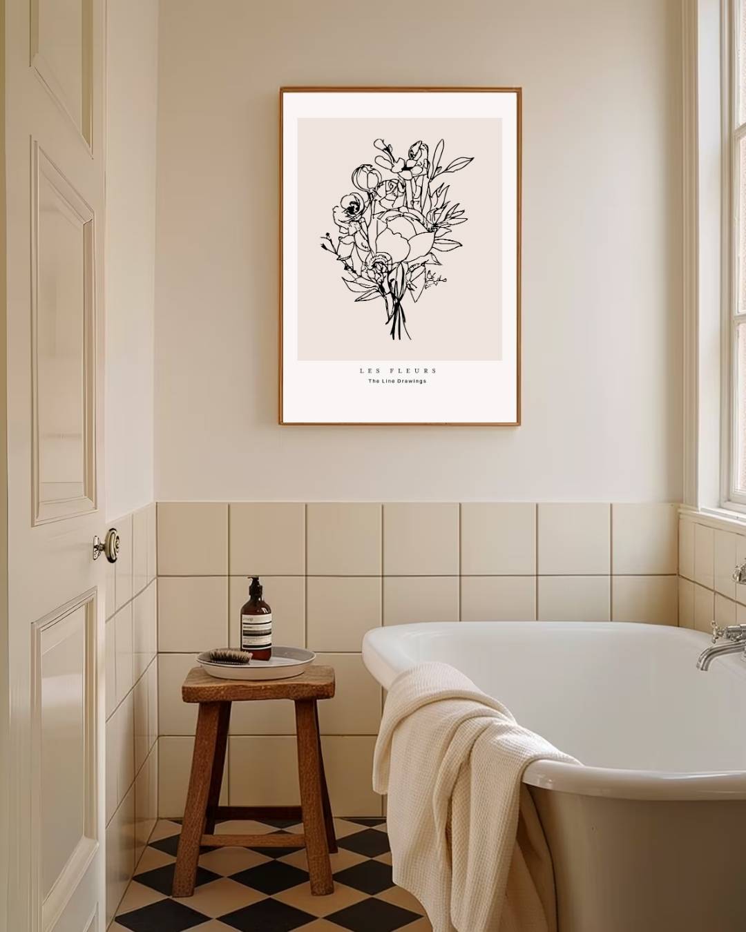 Botanische lijntekening bloemen Poster – staande poster voor modern interieur