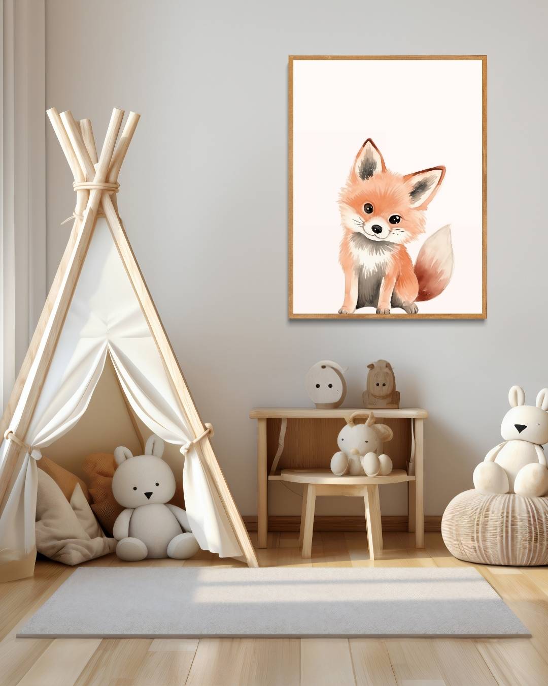 Schattige babyvos illustratie Poster – staande poster voor modern interieur