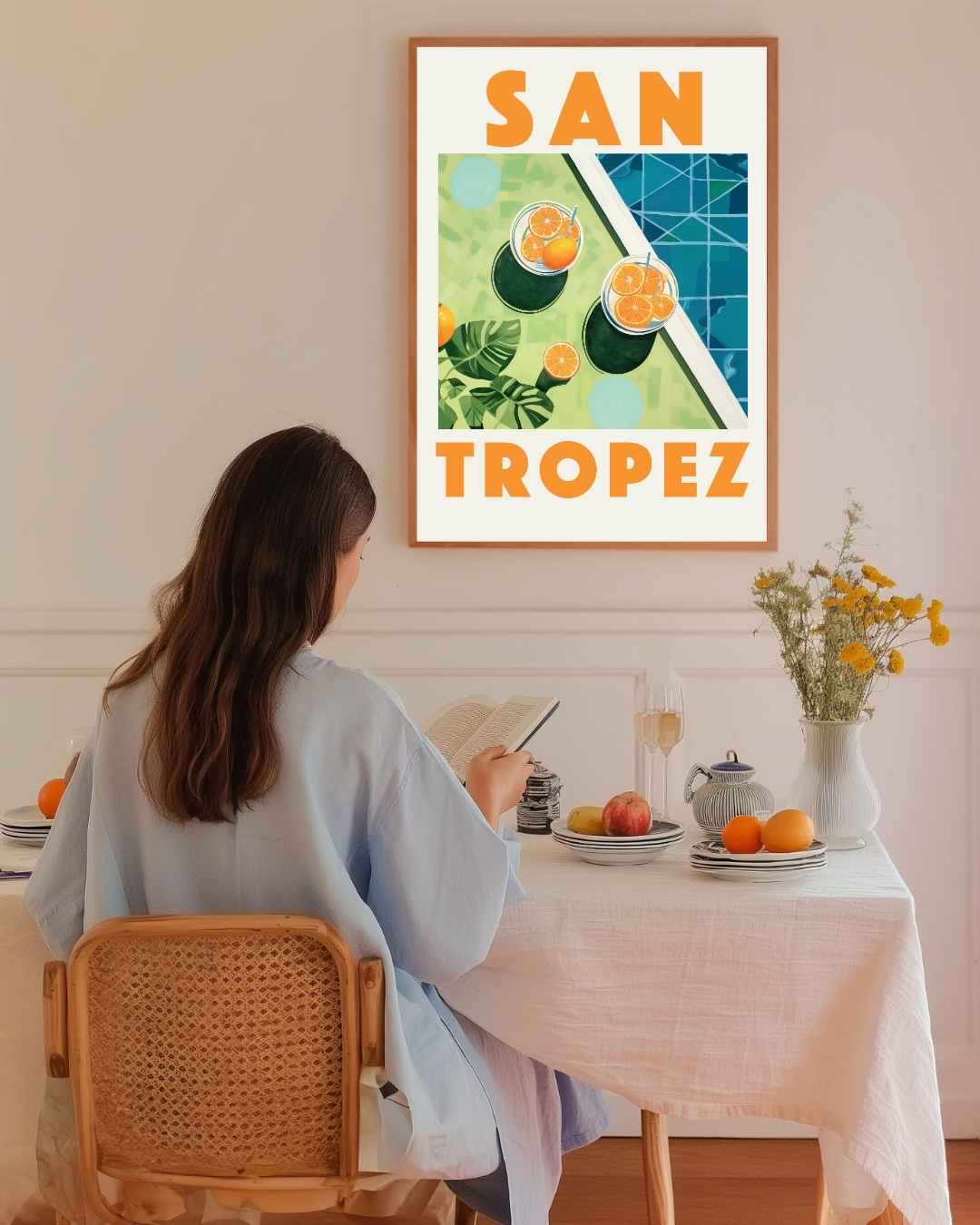 San Tropez Poolside Poster – staande poster voor modern interieur