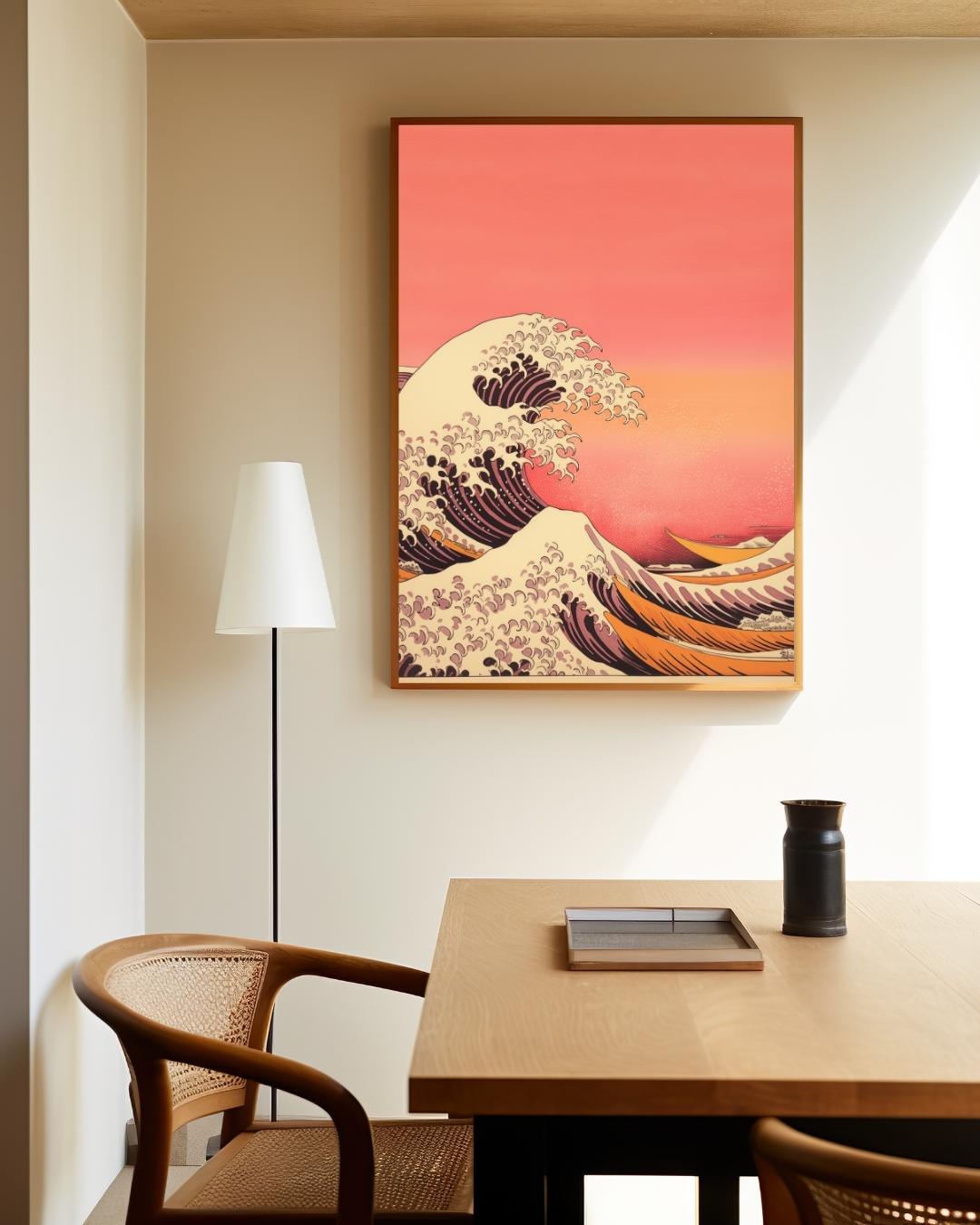 Grote golf bij zonsondergang Poster – staande poster voor modern interieur
