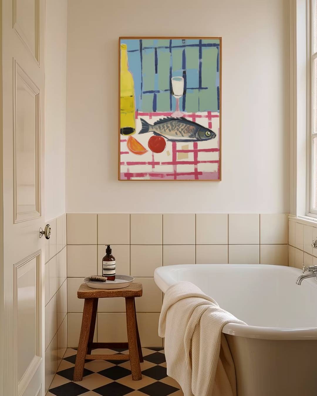 Vis en wijn Poster – staande poster voor modern interieur