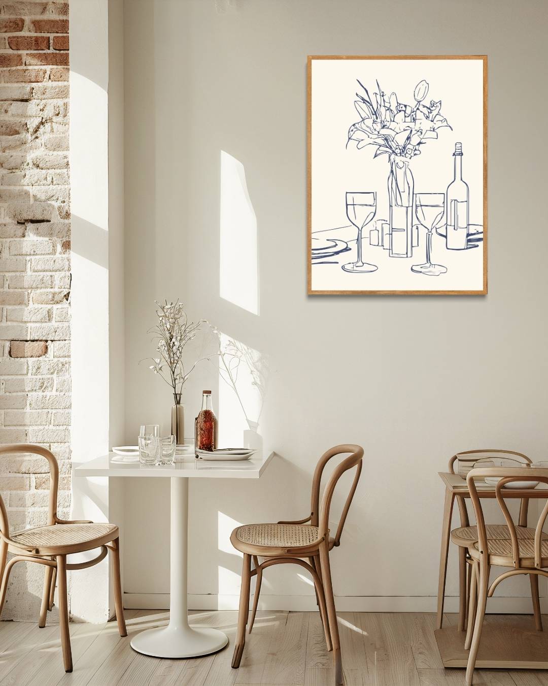 Minimalistische eettafel Poster – staande poster voor modern interieur