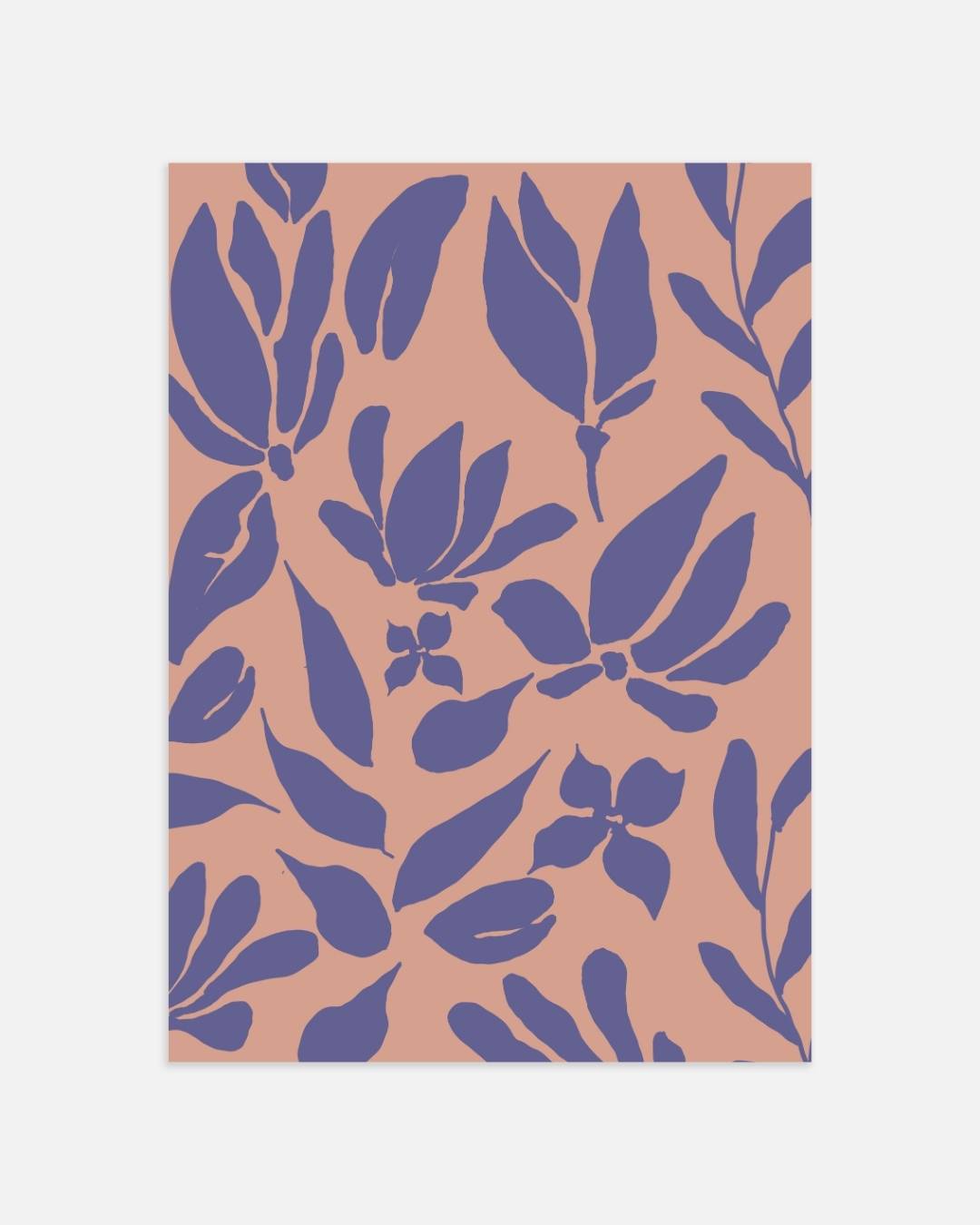 Herhalend bloemensilhouet op roze achtergrond Poster – portret wanddecoratie van WallArtistic