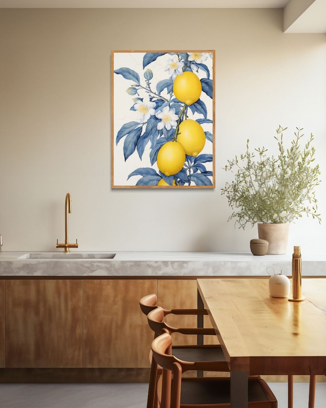Citroenen en bloesem Poster – staande poster voor modern interieur