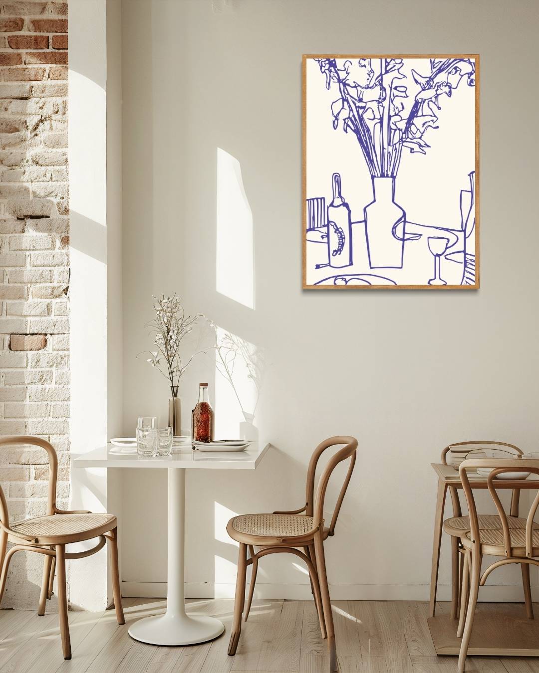 Weelderige tafelbloemen Poster – staande poster voor modern interieur