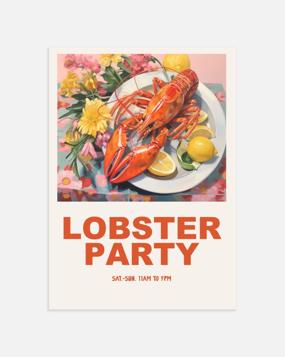 Lobster party Poster – portret wanddecoratie van WallArtistic