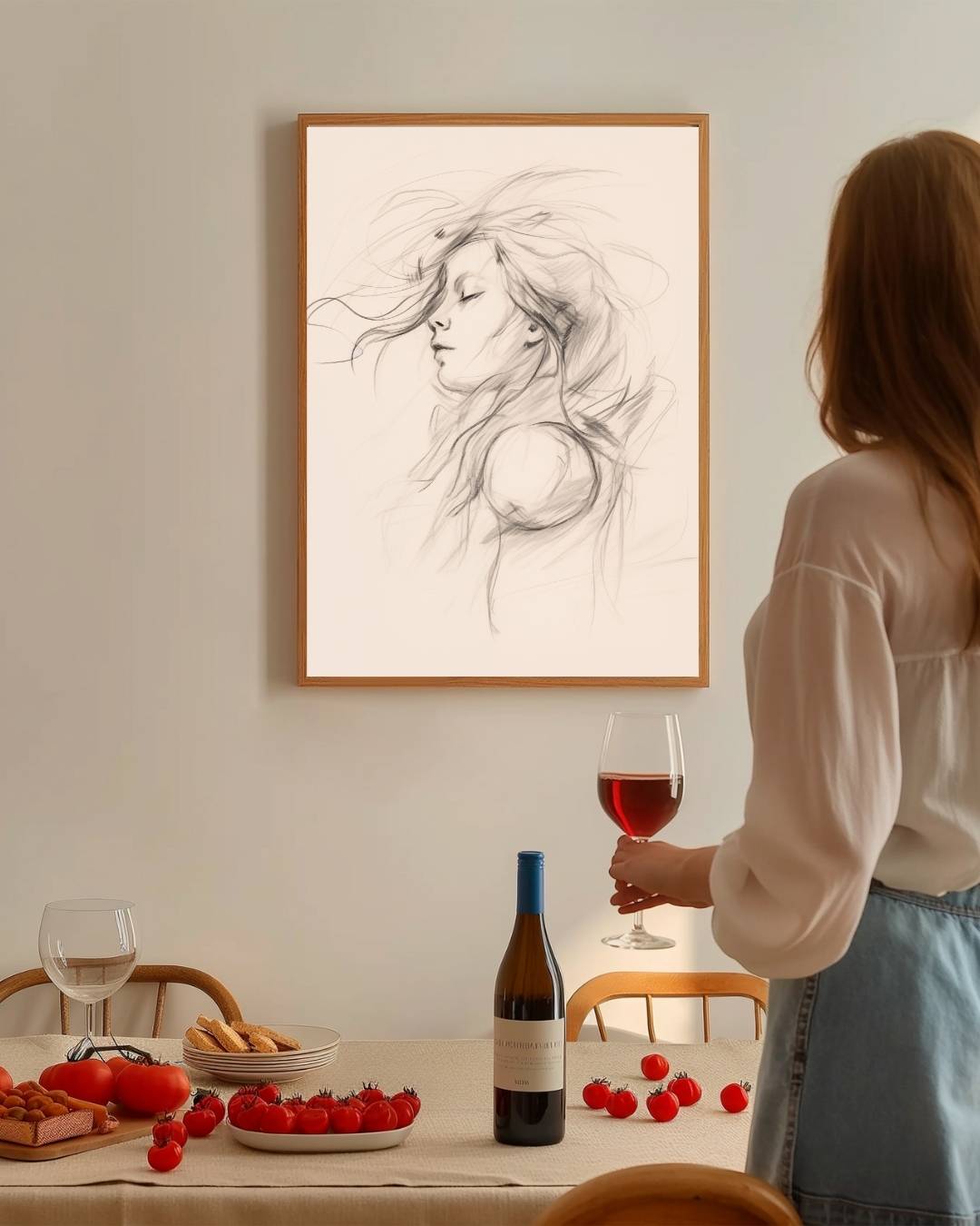 Elegante vrouwenschets Poster – staande poster voor modern interieur