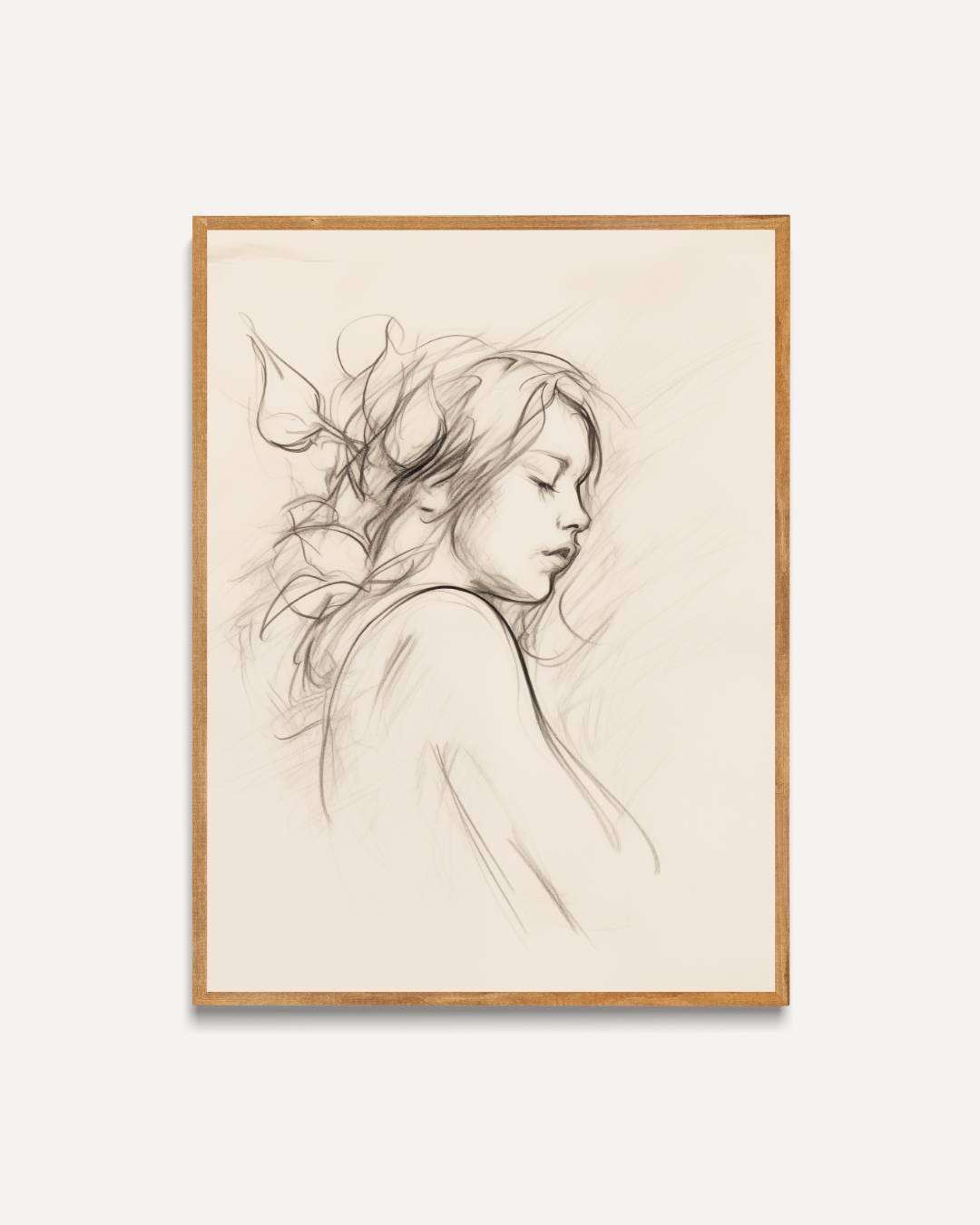 Dromerige vrouw schets Poster – portret poster als wanddecoratie