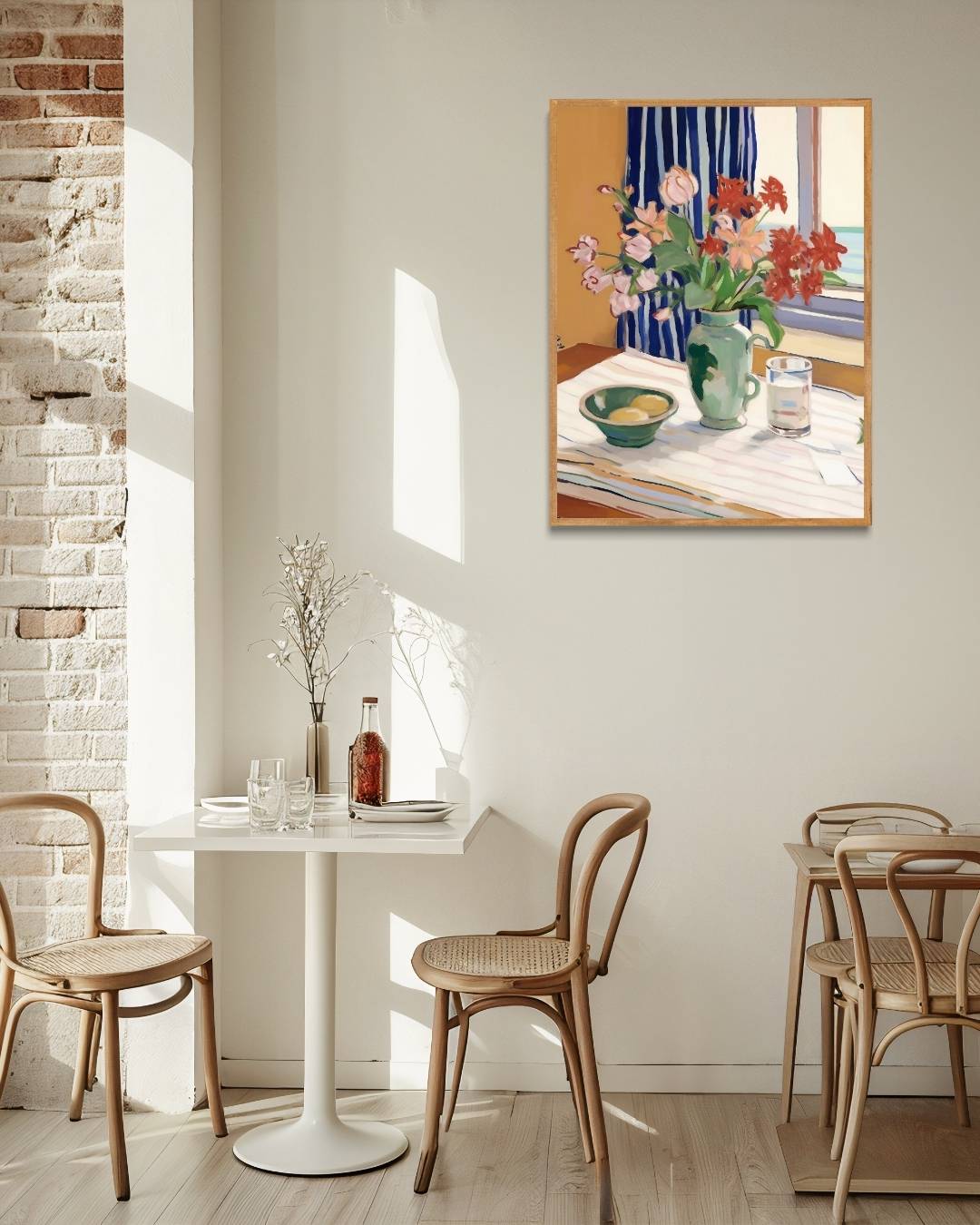 Floral still life with green vase Poster – staande poster voor modern interieur