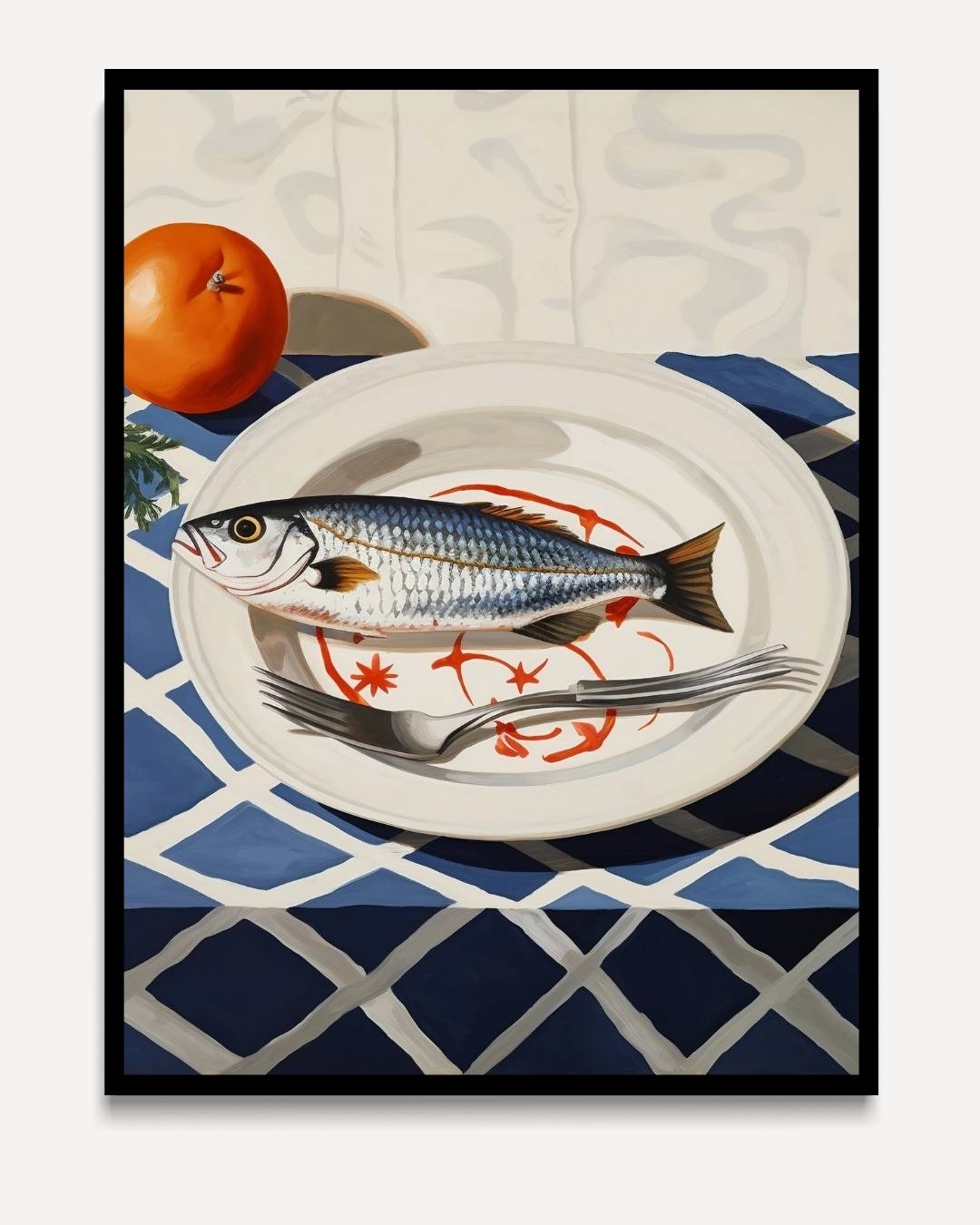 Sardine op bord – portret kunstwerk als wanddecoratie