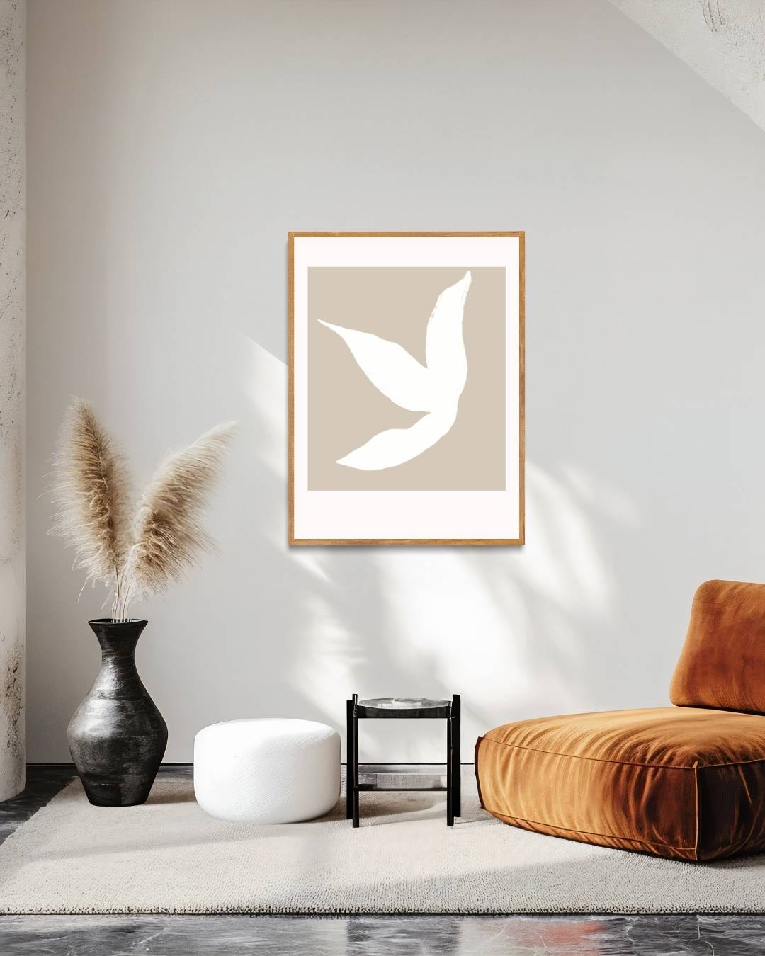 Lichtbeige abstract blad Poster – staande poster voor modern interieur