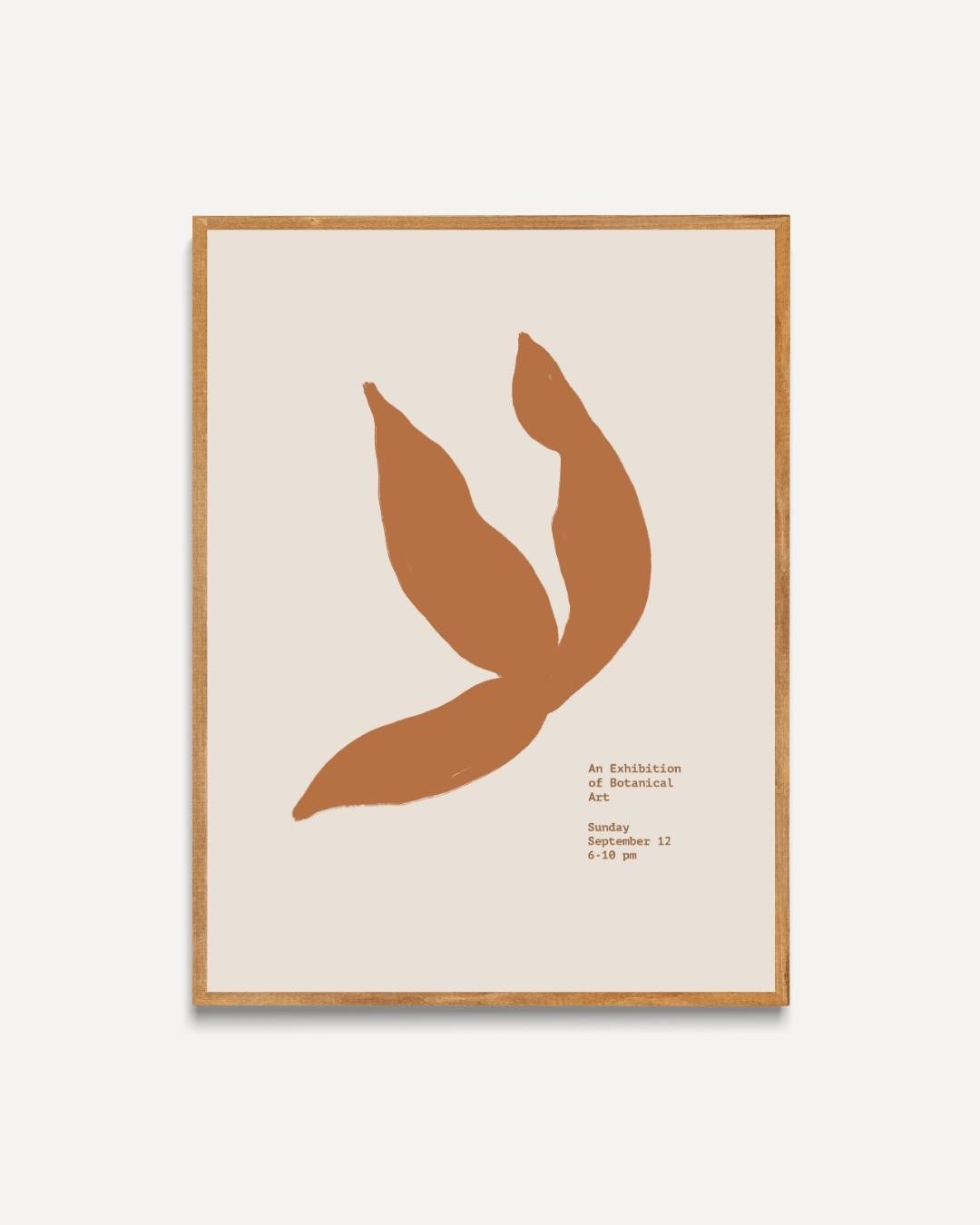 Bruine abstracte bladeren Poster – portret poster als wanddecoratie