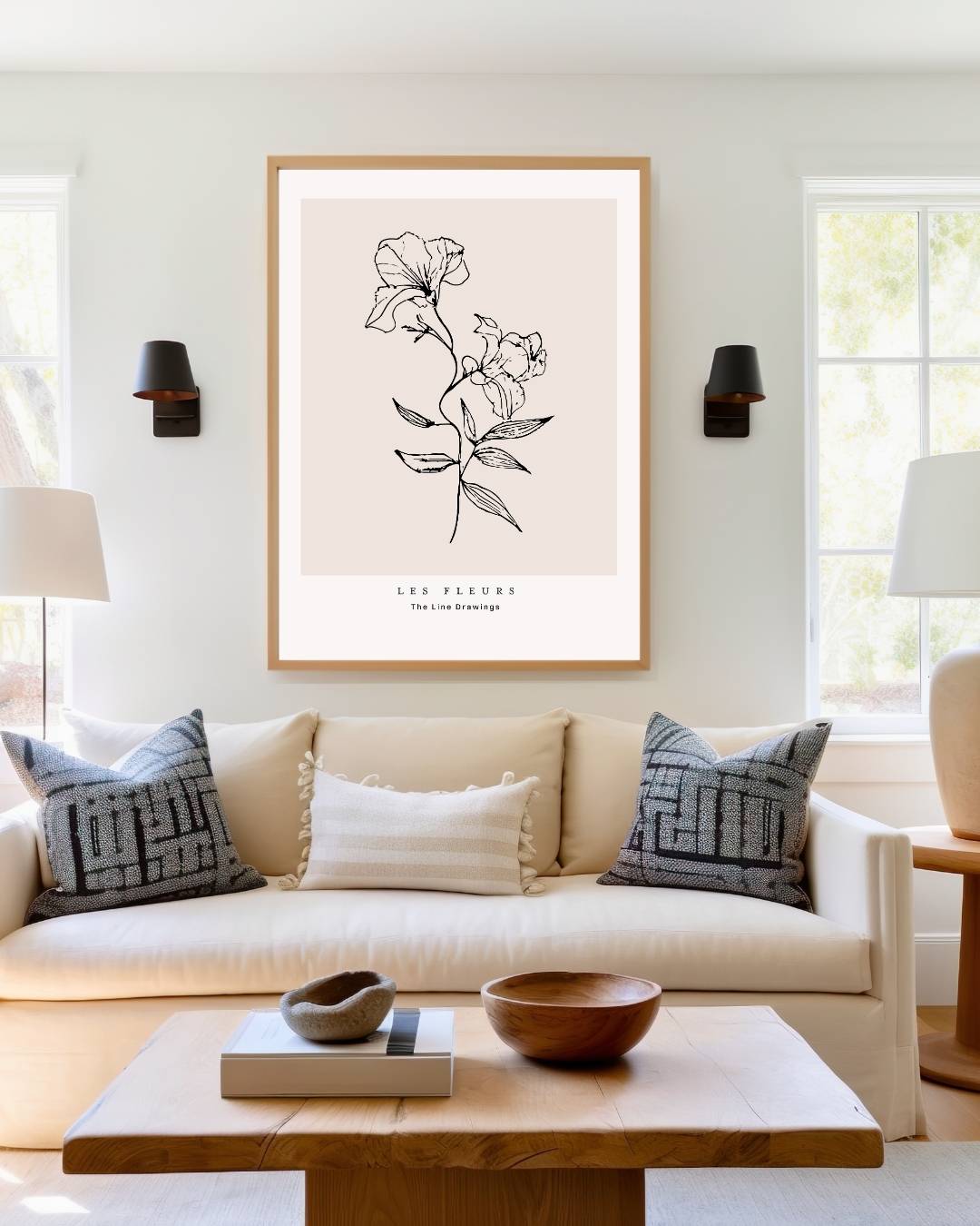 Magnolia kunstlijn Poster – staande poster voor modern interieur