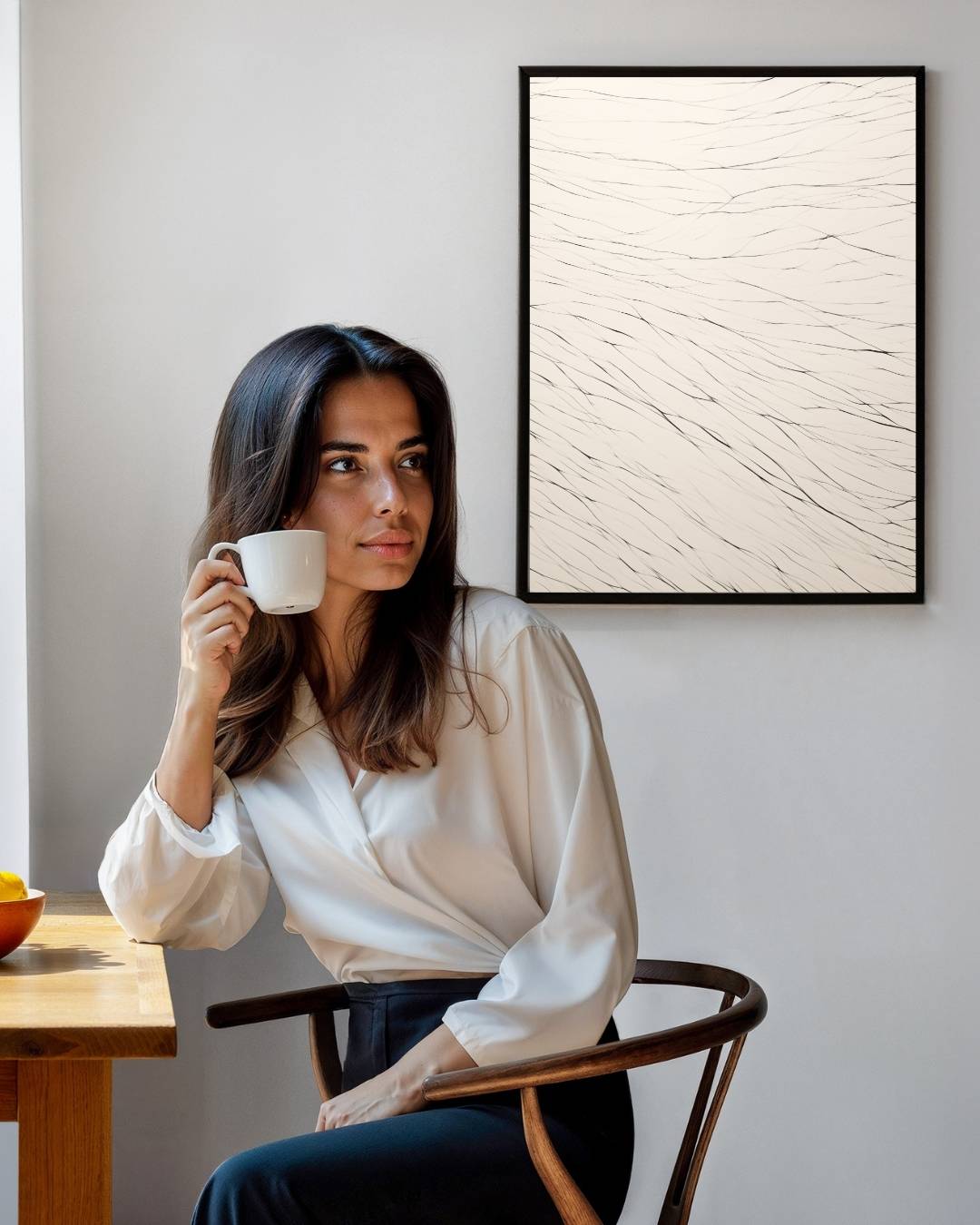 Minimalistische lijnen op wit Poster – staande poster voor modern interieur
