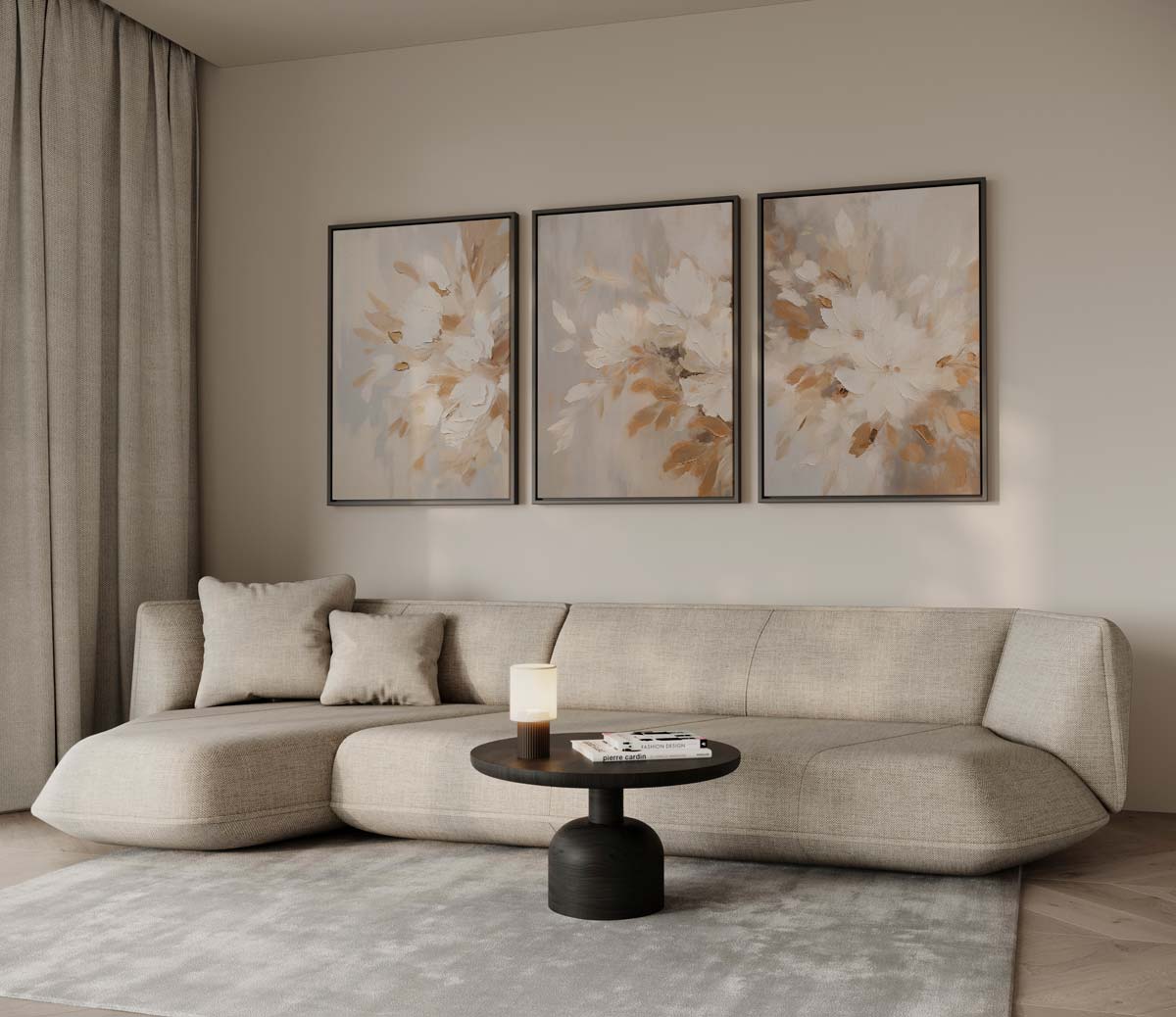Warme bloembloei – drieluik als wanddecoratie