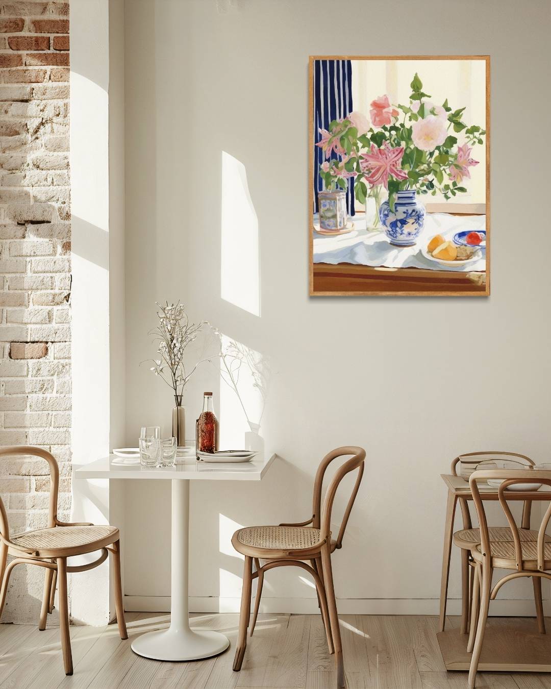 Stilleven met bloemen en fruit Poster – staande poster voor modern interieur