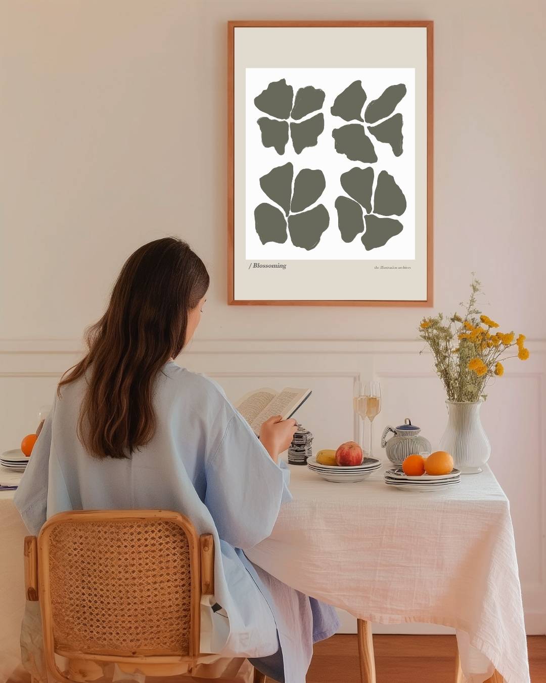 Sierlijke botanische abstractie Poster – staande poster voor modern interieur