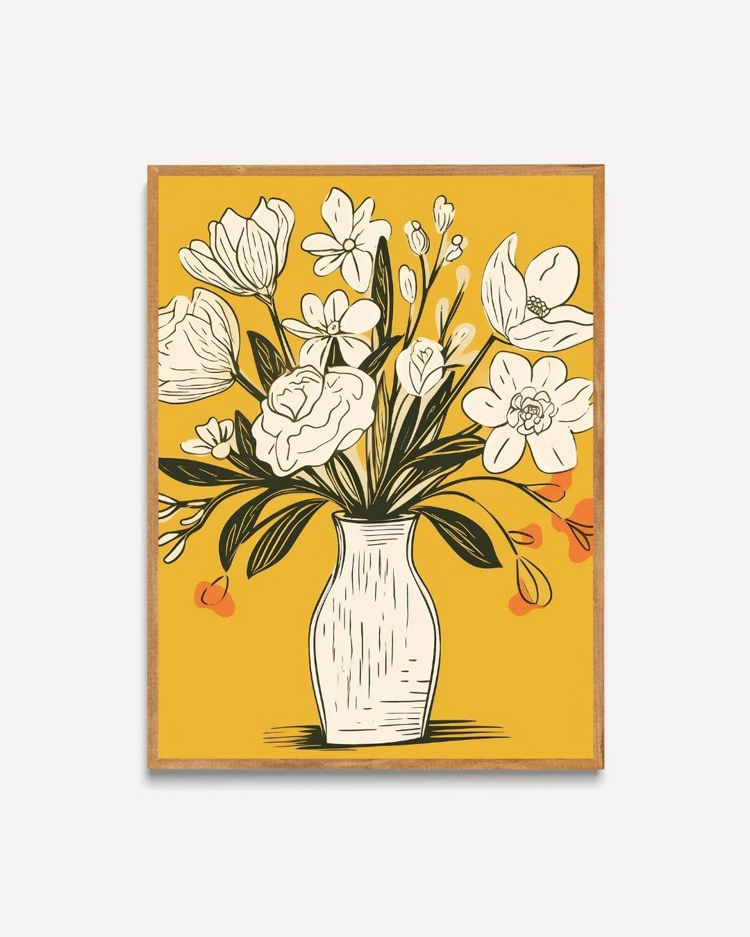 Bloemenillustratie in vaas Poster – portret poster als wanddecoratie