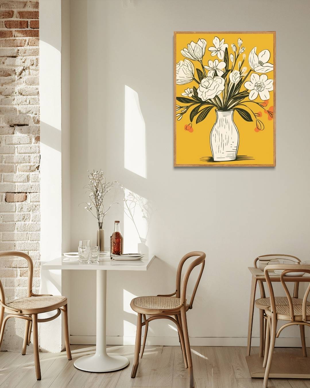 Bloemenillustratie in vaas Poster – staande poster voor modern interieur