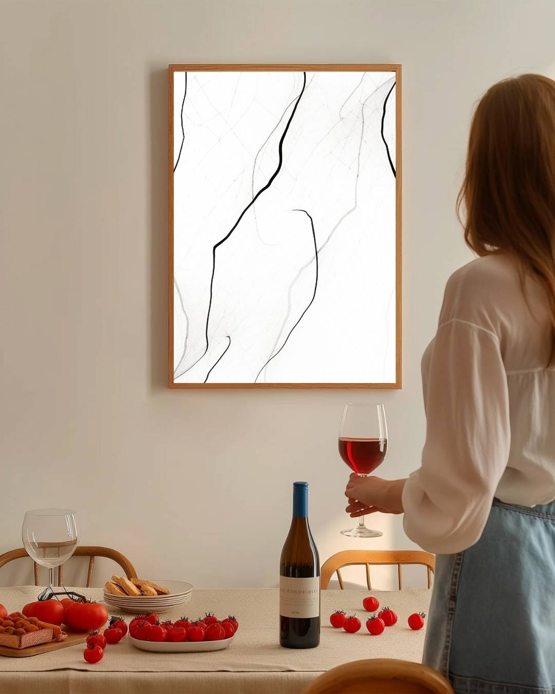 Minimalistische zwarte lijnen Poster – staande poster voor modern interieur
