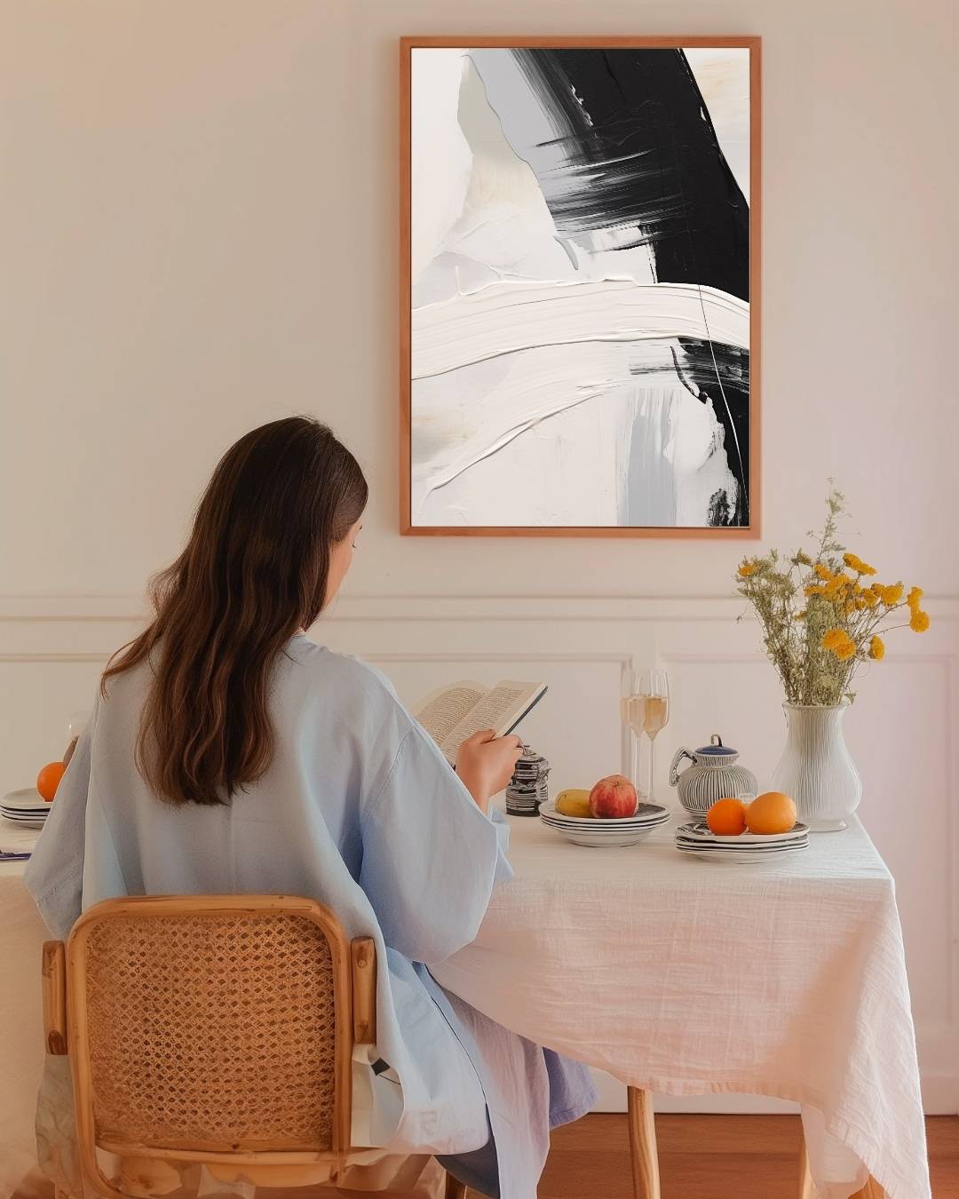Abstracte penseelstreken Poster – staande poster voor modern interieur