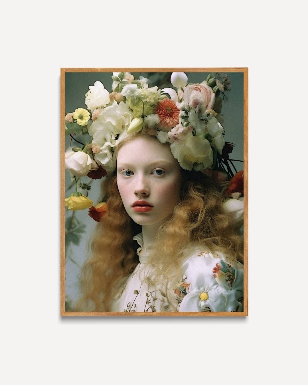 Portret met bloemenkroon Poster – portret poster als wanddecoratie