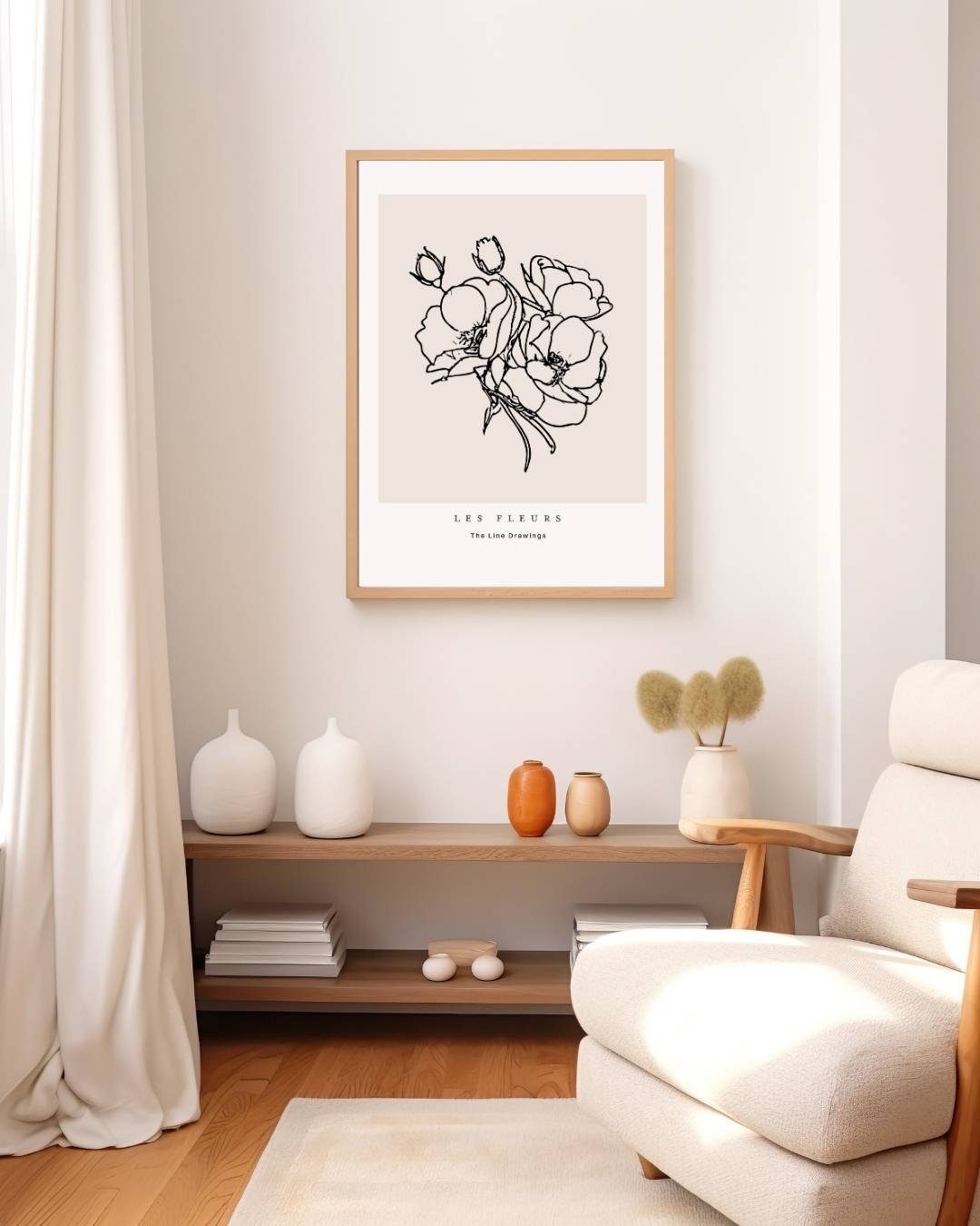 Bloemenboeket abstracte lijn Poster – staande poster voor modern interieur