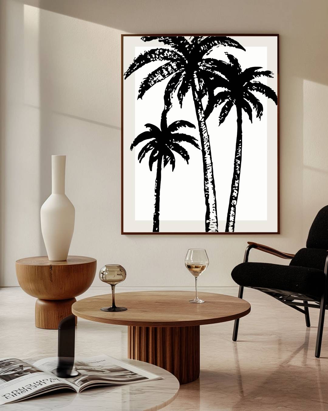 Zwarte palmbomen Poster – staande poster voor modern interieur