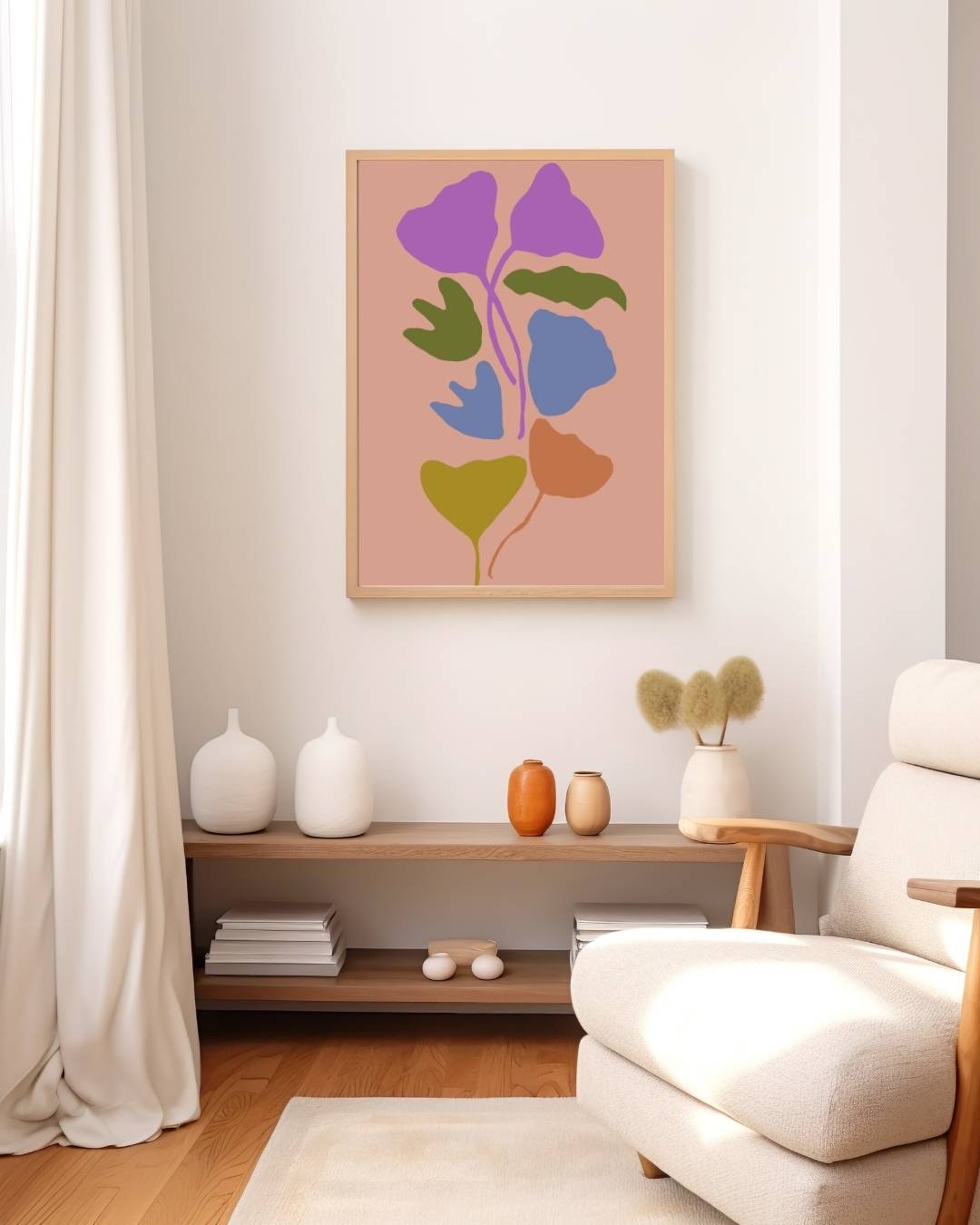 Abstracte kleurrijke bladeren Poster – staande poster voor modern interieur