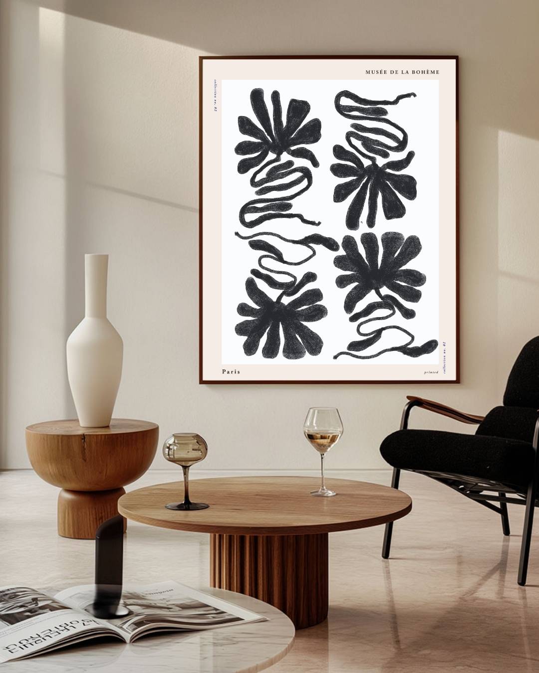Lijnenspel flora Poster – staande poster voor modern interieur