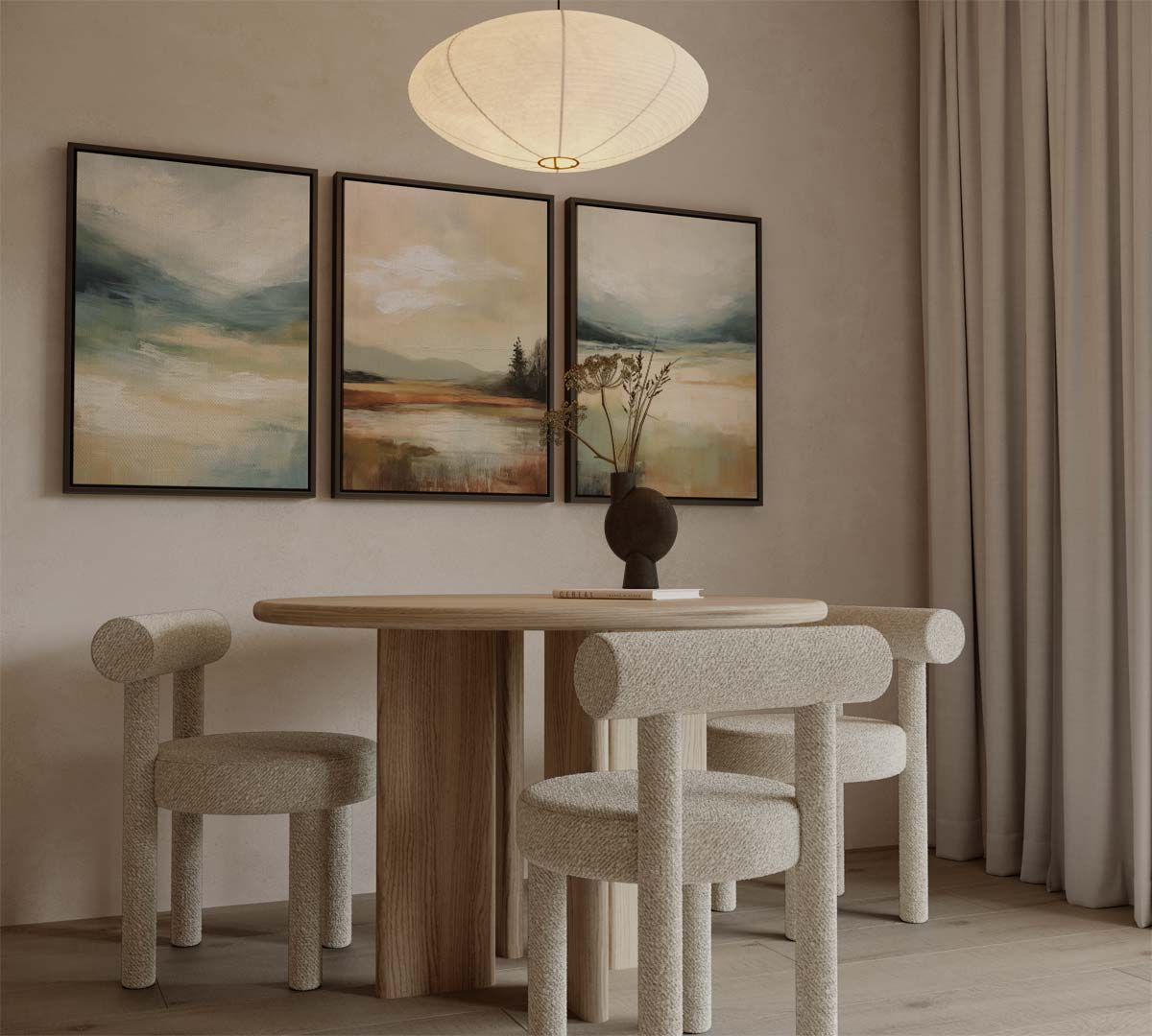 Serene landschappen – drieluik voor modern interieur