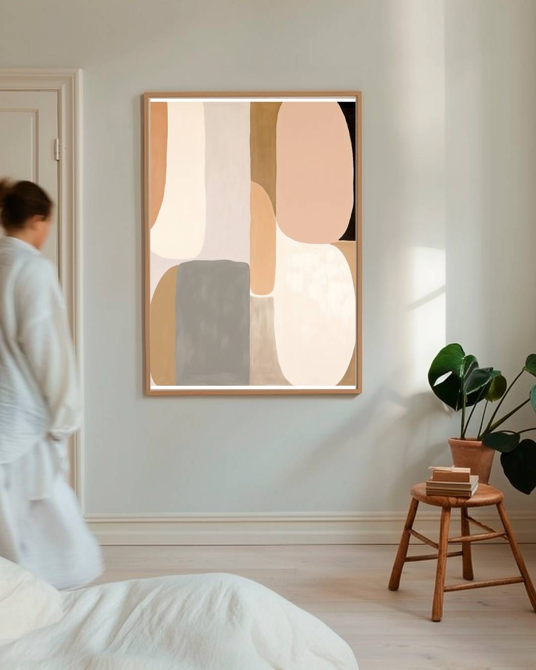 Abstracte vormen in warme tinten Poster – staande poster voor modern interieur