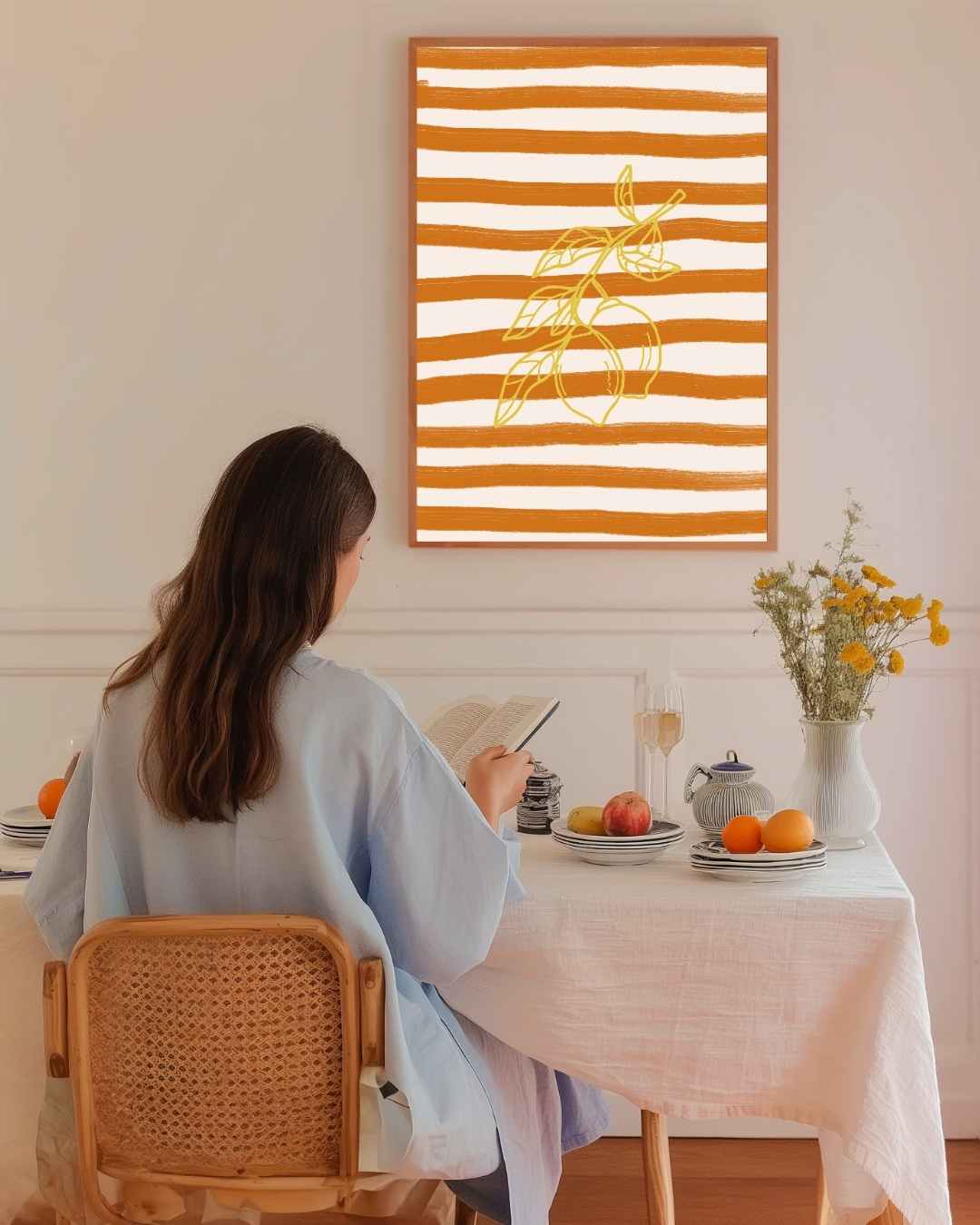 Citrus Stripes Poster – staande poster voor modern interieur