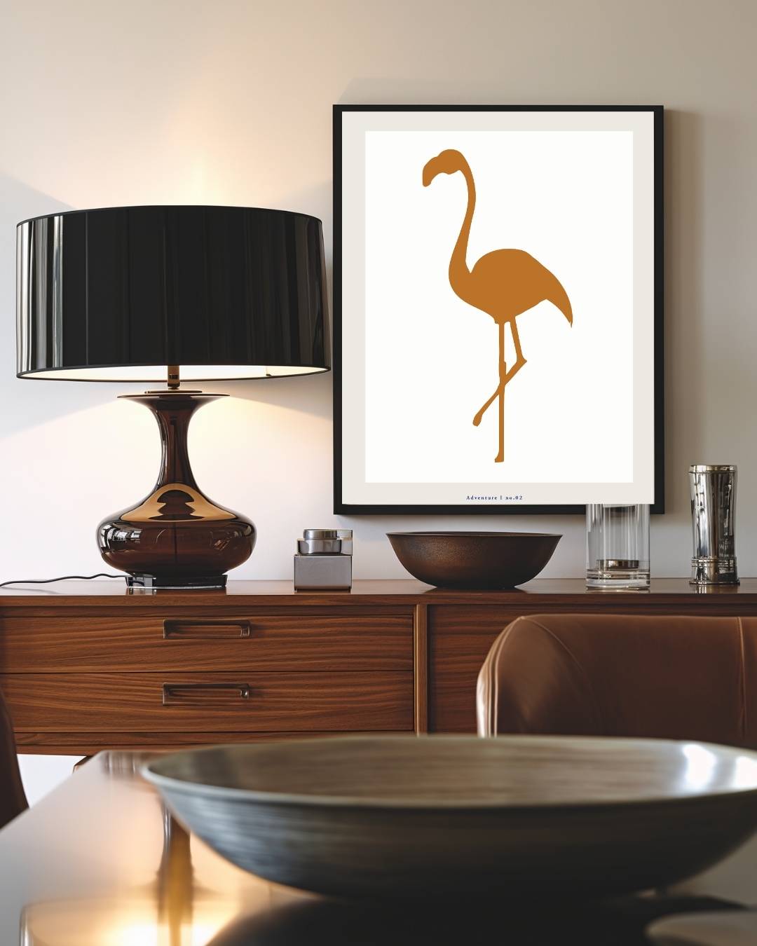 Flamingo Poster – staande poster voor modern interieur