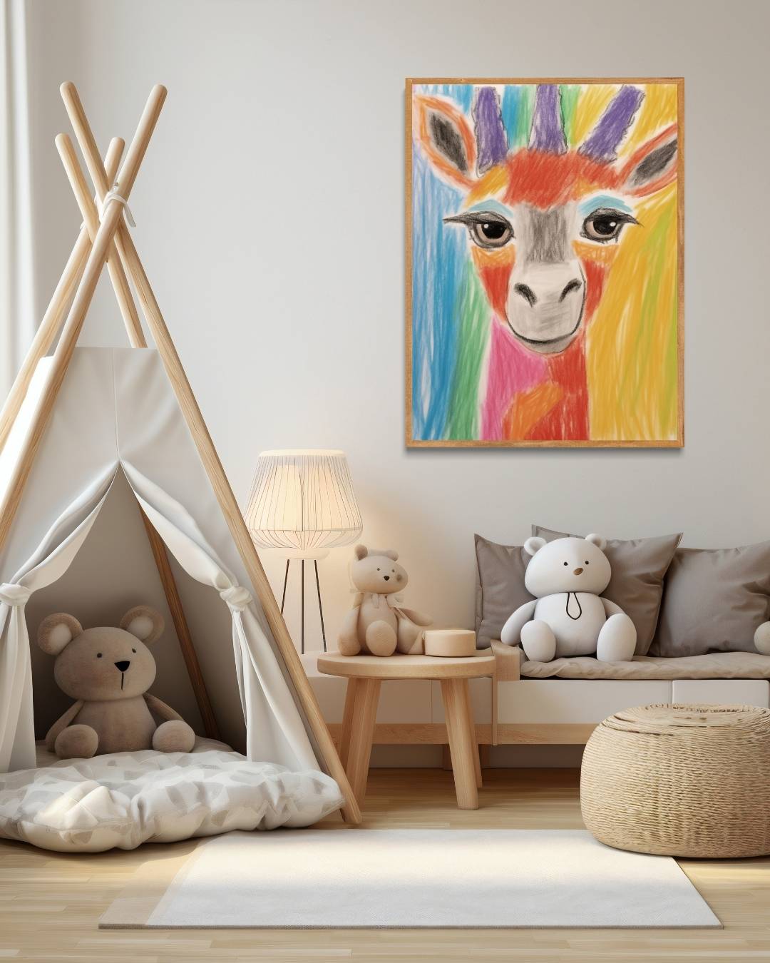 Kleurrijke giraffe illustratie Poster – staande poster voor modern interieur