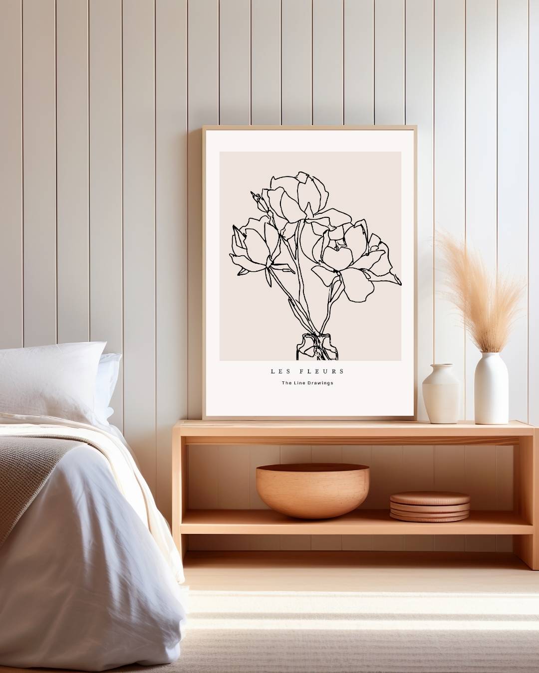 Minimalistische rozenlijn Poster – staande poster voor modern interieur