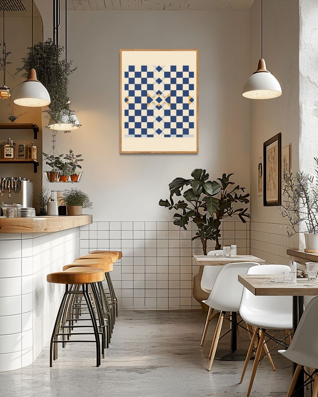 Checkered Balance Poster – staande poster voor modern interieur