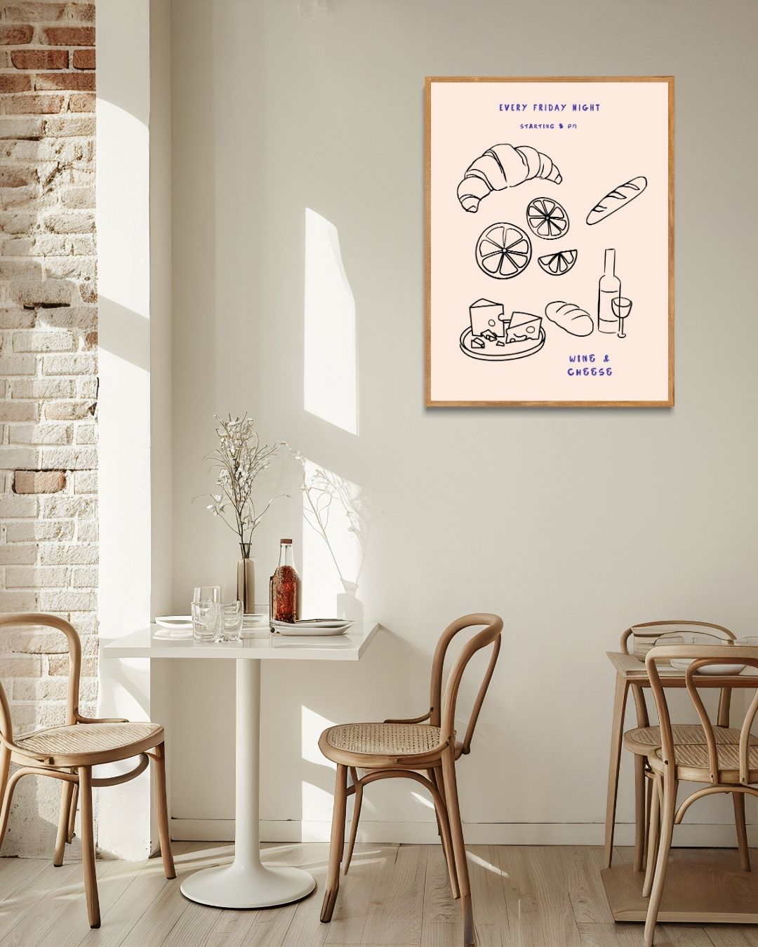 Wine & Cheese Poster – staande poster voor modern interieur