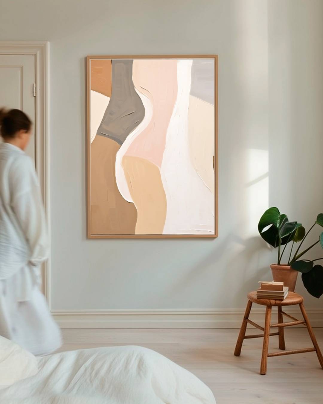 Organische abstractie in neutrale tinten Poster – staande poster voor modern interieur