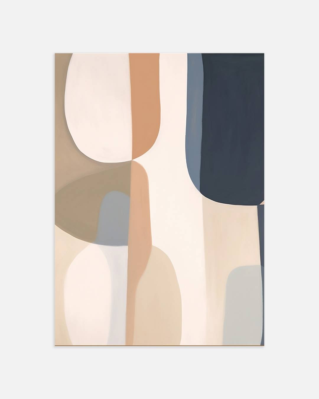 Abstracte vlakken in beige en blauw Poster – portret wanddecoratie van WallArtistic