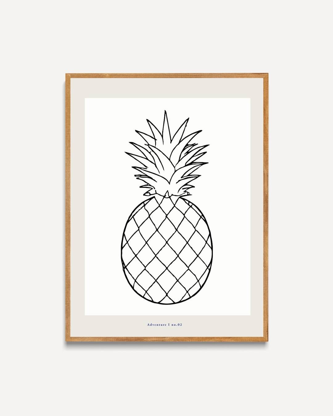 Ananas lijntekening Poster – portret poster als wanddecoratie