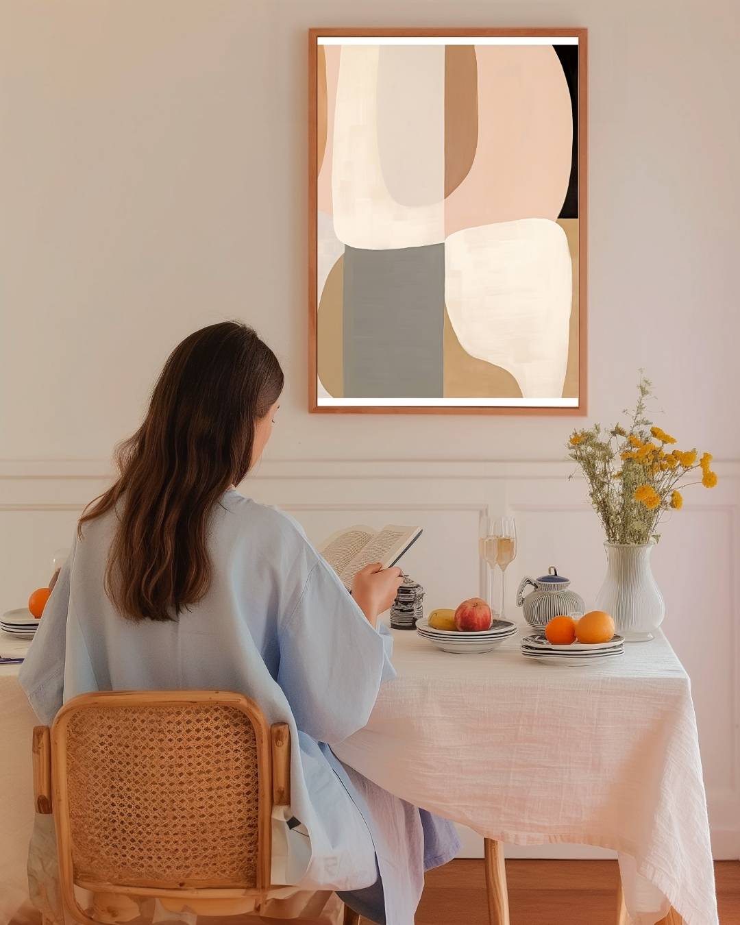 Zacht gelaagde abstracte Poster – staande poster voor modern interieur
