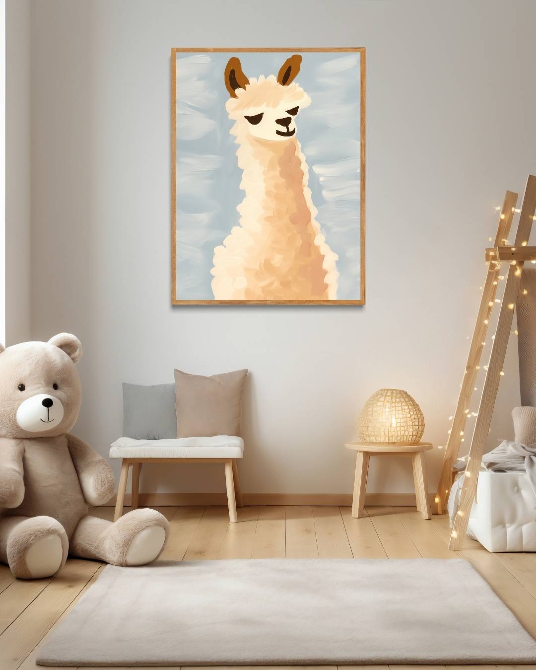 Lachende lama Poster – staande poster voor modern interieur