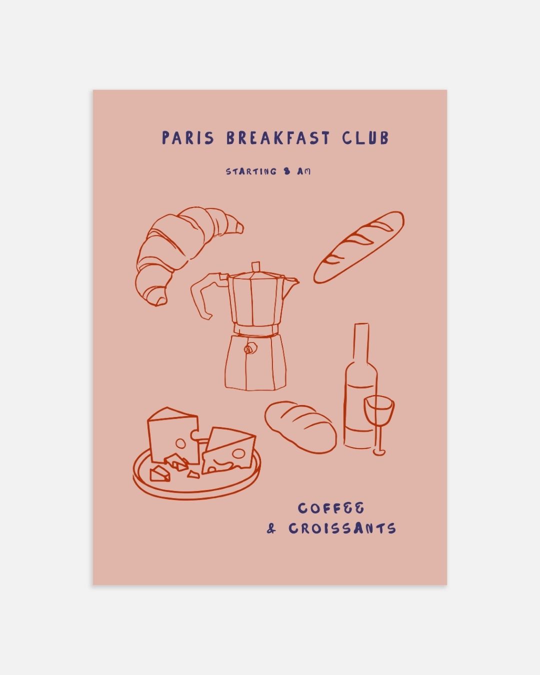 Paris Breakfast Club Poster – portret wanddecoratie van WallArtistic