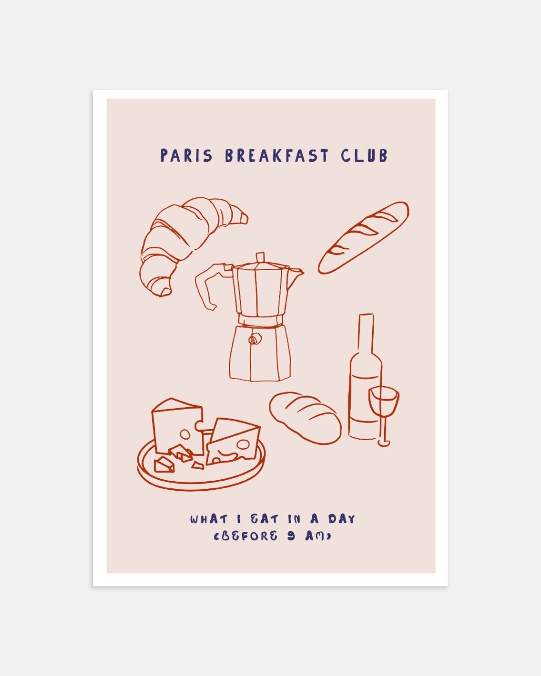 Paris Breakfast Club Poster – portret wanddecoratie van WallArtistic