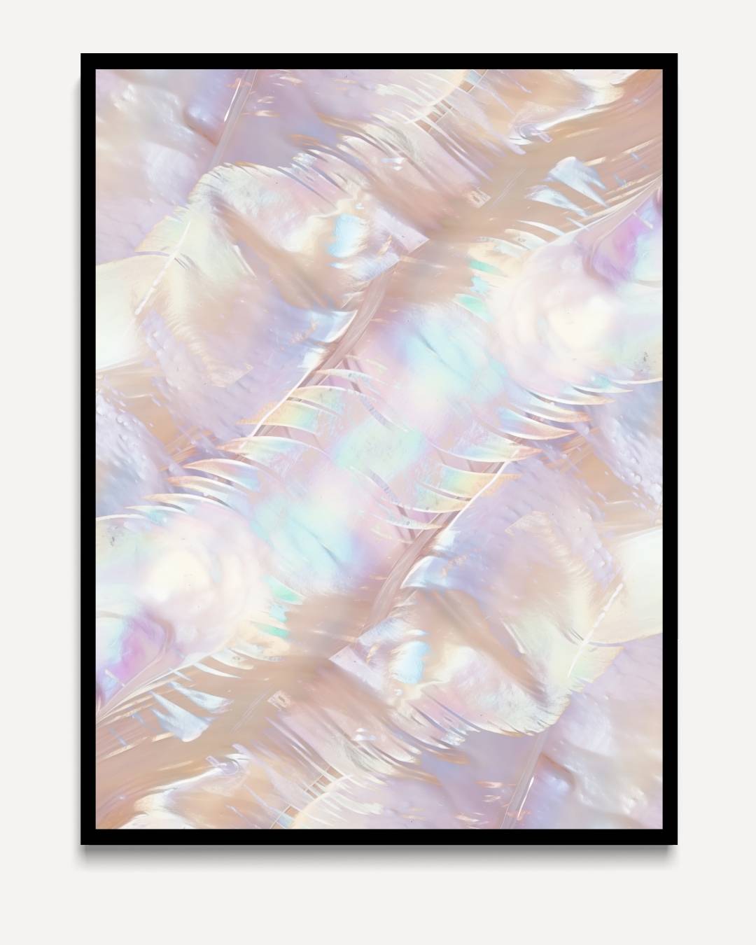 Iriserende abstractie in pastelkleuren – portret kunstwerk als wanddecoratie